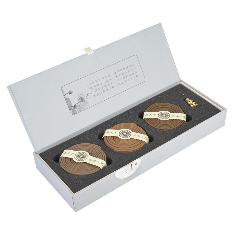 Three Flavor 4‑Hours Natural Coil Agilawood/Sandalwood/Wormwood Incense with Gift Package - Image 5