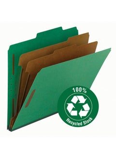 Smead Smead 100% Recycled Pressboard Classification File Folder, 2 Dividers, 2" Expansion, Letter Size, Green, 10 per Box (14063)  - Image 2