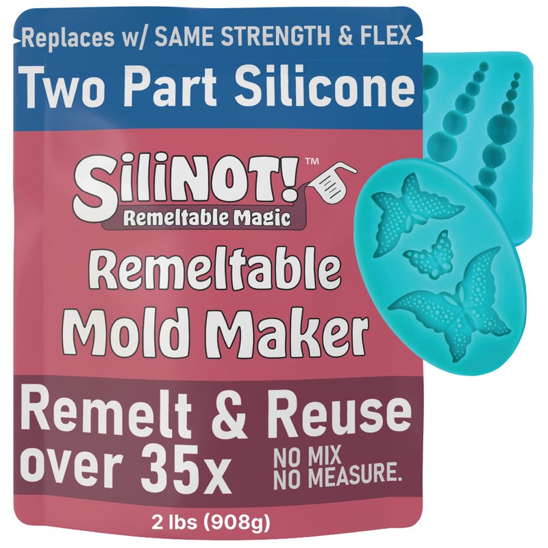 SiliNOT! Remeltable Silicone Mold Making Kit 2 POUNDS. - Easier Than Silicone Mold Maker. Reuse 30x, No Mix, Non-Toxic, Food-Contact Safe for Plaster, Resin, Epoxy, Chocolate, Wax & Soap Mold - Image 1