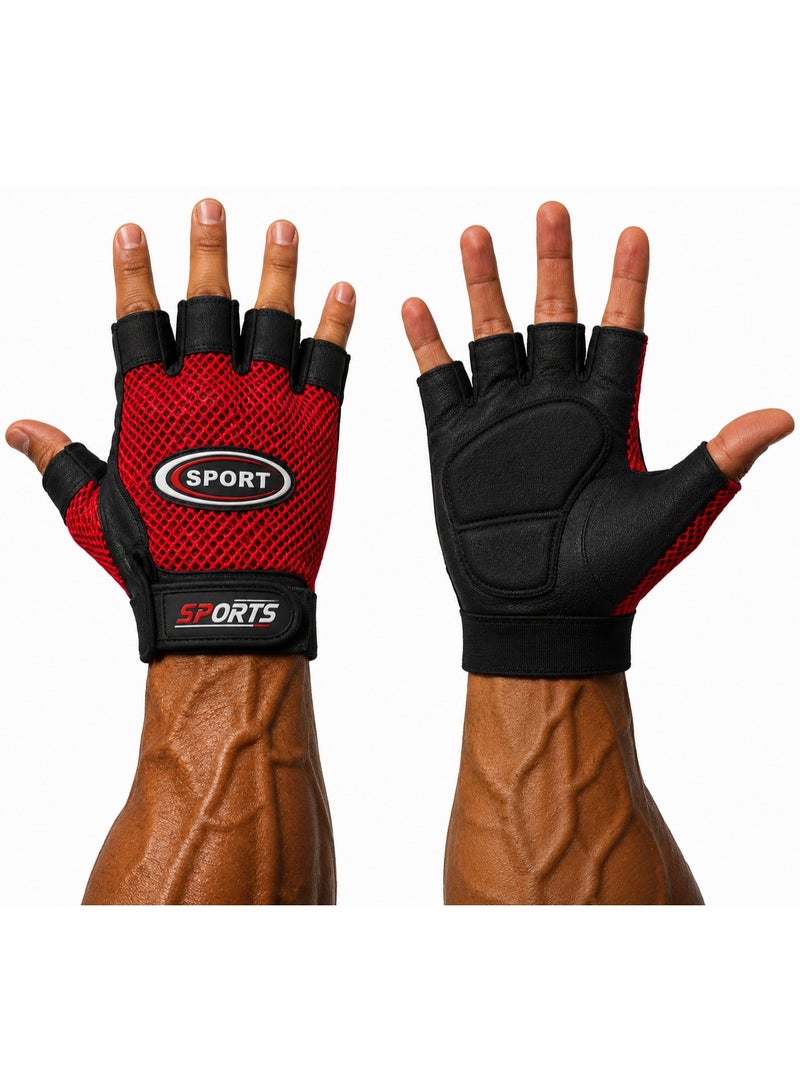 Half-finger sports gloves for the gym, weightlifting, and bodybuilding; padded fitness gloves for comfortable palms; non-slip gloves with wrist support; breathable training gloves for men and women for strength training, CrossFit, and cycling. - Image 1