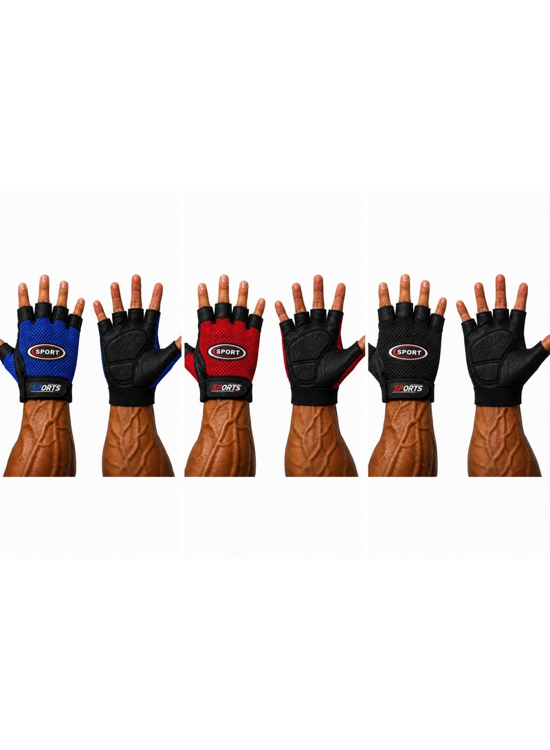 Half-finger sports gloves for the gym, weightlifting, and bodybuilding; padded fitness gloves for comfortable palms; non-slip gloves with wrist support; breathable training gloves for men and women for strength training, CrossFit, and cycling. - Image 2