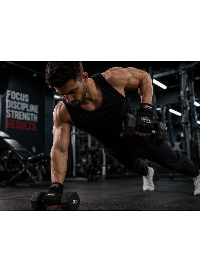 Half-finger sports gloves for the gym, weightlifting, and bodybuilding; padded fitness gloves for comfortable palms; non-slip gloves with wrist support; breathable training gloves for men and women for strength training, CrossFit, and cycling. - Image 4