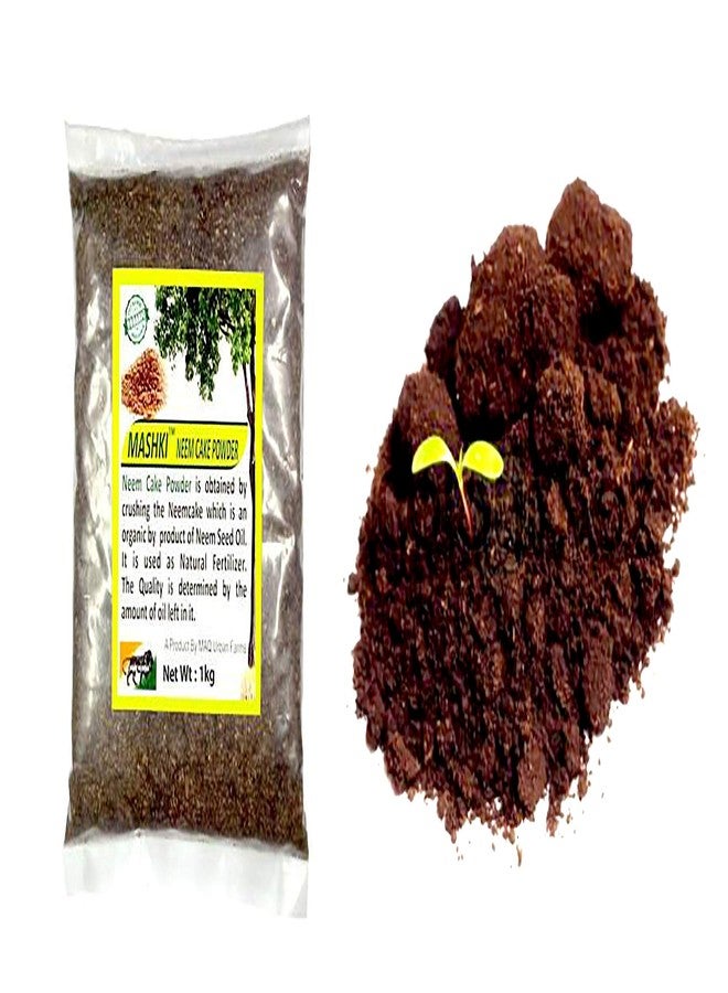 MASHKI Neem Cake Powder Plant Fertilizer Soil Manure 1Kg with 2kg Compost Soil Cake Manure for Plant, Pot, Farm & Gardens (3 Kg) - Image 1