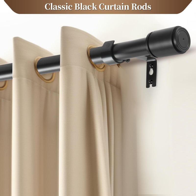Anndason Heavy Duty 1 Inch Corner Curtain Rods Set 30-76 Inch Curtain Rod for Windows L Shaped Curtain Rods Window Curtain Rods Set (Black) - Image 3
