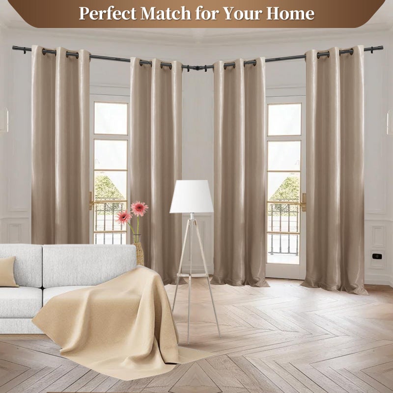 Anndason Heavy Duty 1 Inch Corner Curtain Rods Set 30-76 Inch Curtain Rod for Windows L Shaped Curtain Rods Window Curtain Rods Set (Black) - Image 4
