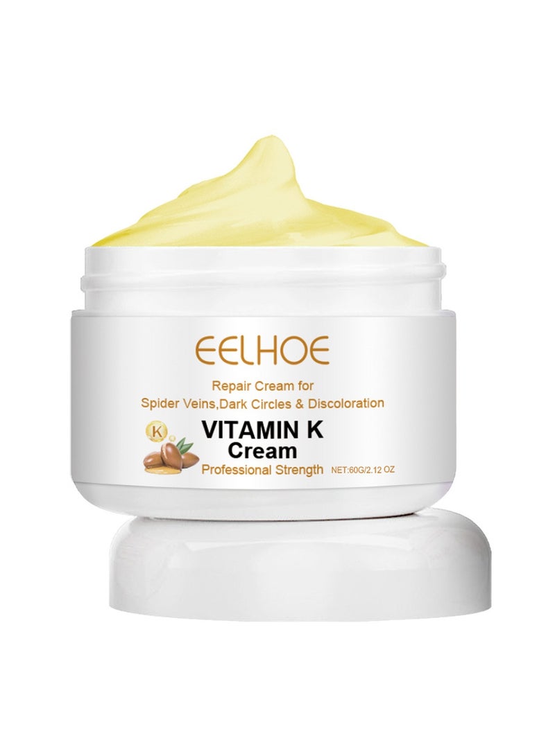 EELHOE Vitamin K Professional Strength Repair Cream for Spider Veins, Dark Circles and Discoloration, 60g - Image 1