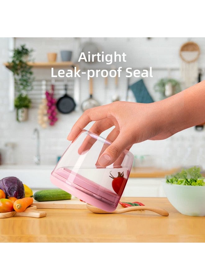 Ankou 400ml Meal Prep Container Set of 4 Pink Tritan Plastic Food Storage Containers with Lids, Airtight Leakproof Pop Top Lid Bowl for Breakfast Leftovers - Image 3