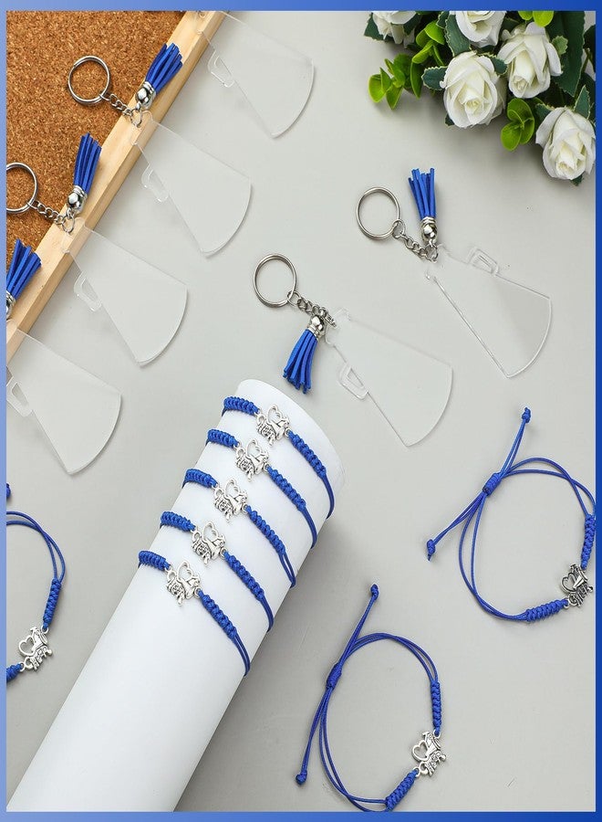 سوريو مجموعة هدايا التشجيع من Sureio، 48 قطعة، تتضمن 24 سوارًا للتشجيع و24 سلسلة مفاتيح للتشجيع، مناسبة لحقائب الظهر وحقائب اليد وهدايا الحفلات وإكسسوارات التشجيع بالجملة (أزرق). - Image 5