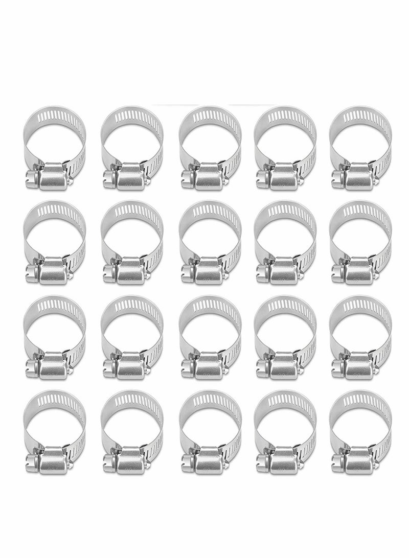 Hose Clamp Set, Adjustable 304 Stainless Steel Worm Gear Hose Clamps for Pipe, Intercooler, Plumbing, Tube, Fuel Line, Automotive and Mechanical Applications (20 Pcs, 32-44 Mm) - Image 1