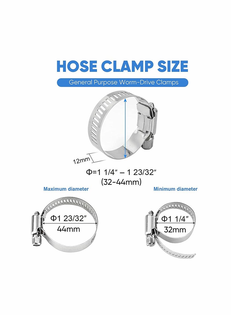 Hose Clamp Set, Adjustable 304 Stainless Steel Worm Gear Hose Clamps for Pipe, Intercooler, Plumbing, Tube, Fuel Line, Automotive and Mechanical Applications (20 Pcs, 32-44 Mm) - Image 4