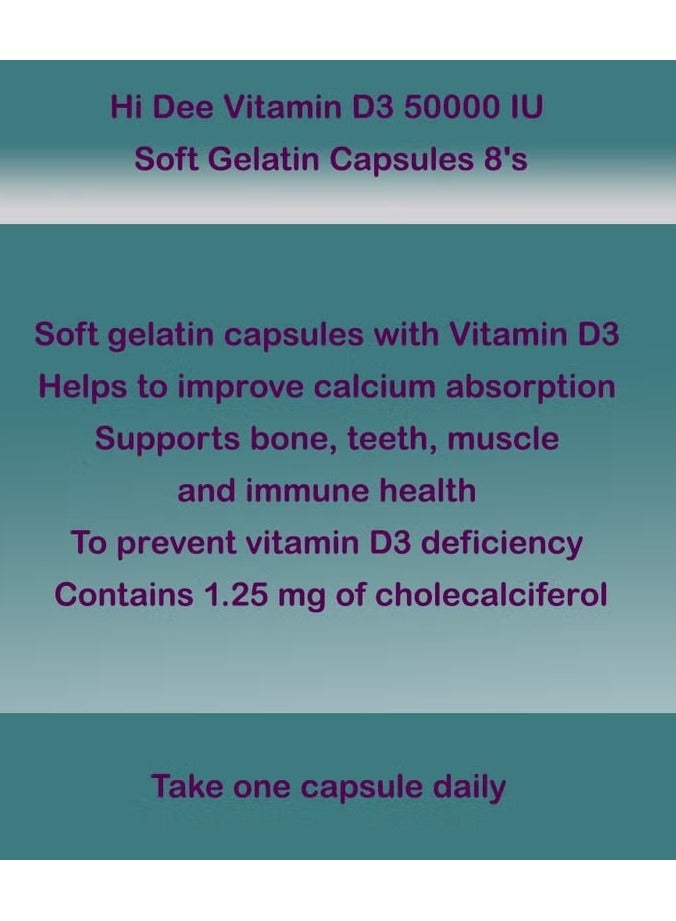 ms pharma Hi Dee Vitamin D 50000 Iu Soft Gelatin Capsule 8S - Image 3