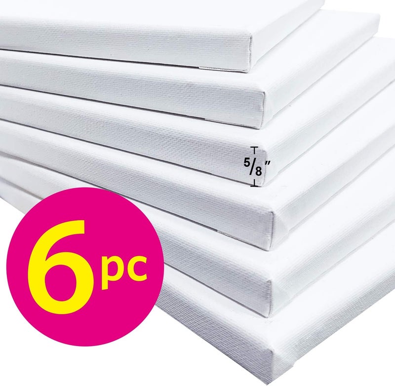 Phoenix 10x20 Inch/6 Pack Long Canvas,100% Cotton White Blank Stretched Canvas, 8 Oz Triple Primed 5/8 Inch Profile Canvases for Acrylic Oil Painting - Image 3