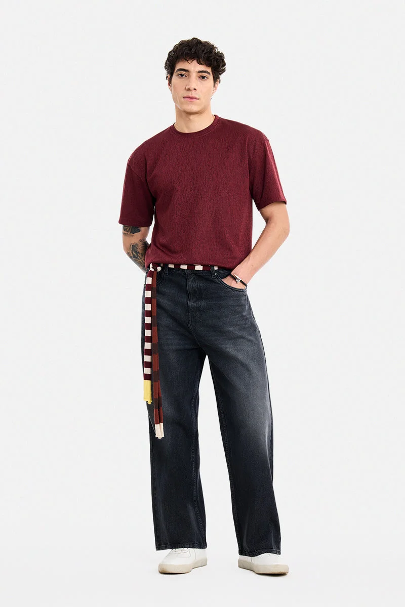 SNITCH Black Black Solid Loose Fit Streetwear Jeans for Men | Best Price UAE