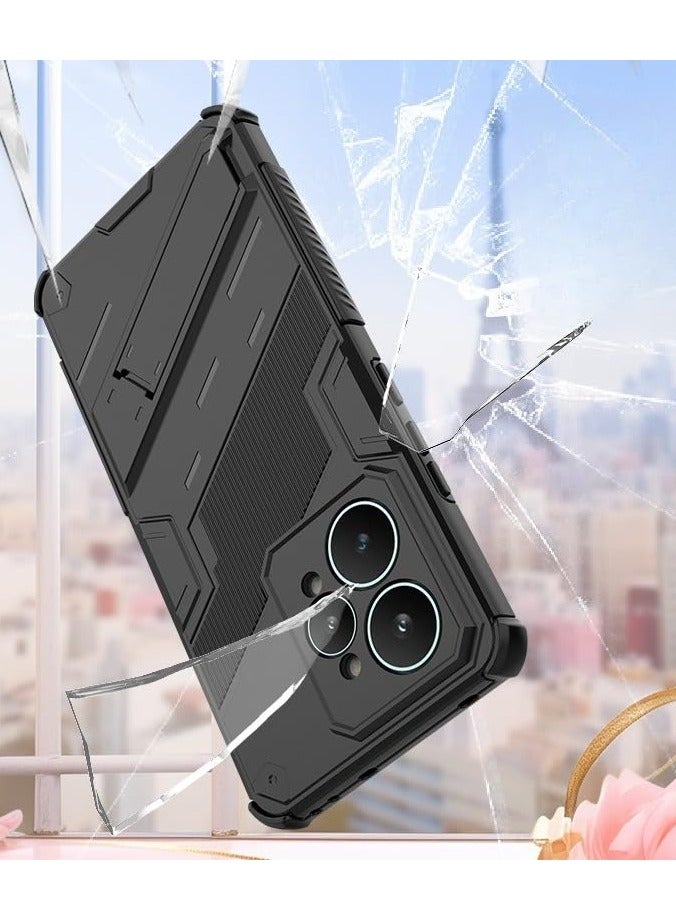 general Case Compatible with Realme 15 Pro 5G Case, 2 in 1 Armor Rugged Shockproof TPU Hybrid Hard PC Protective Cover Built-in Foldable Hidden Stand Kickstand Shell - Image 4