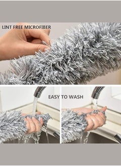 Generic Microfiber dustpan with extra long stainless steel handle 2.5m, extendable with bendable head for cleaning high ceiling fans, interior ceilings, cobwebs and vacuum dust, for wet or dry use  - Image 5