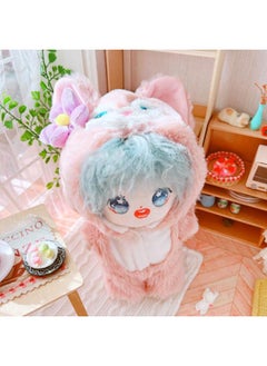 Generic Spot Blue Eyes Small Fox Jumpsuit Set 20cm Suit 20cm Doll Star Cotton Doll Change-Specifications:20cm-Color:Drop Hoodie White  - Image 4