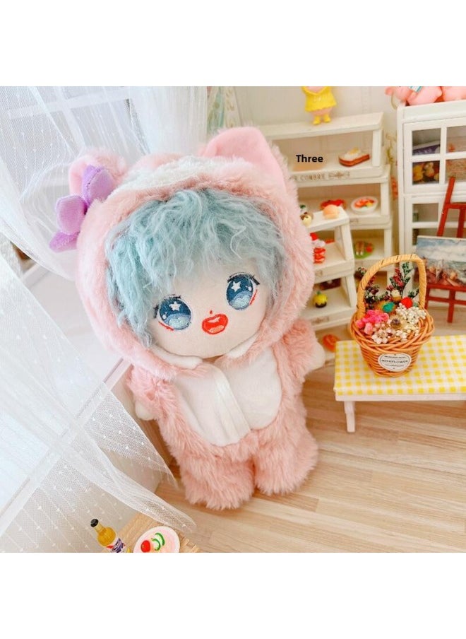 Generic - Spot Blue Eyes Small Fox Jumpsuit Set 20cm Suit 20cm Doll Star Cotton Doll Change-Specifications:20cm-Color:Drop Hoodie White - Image 1