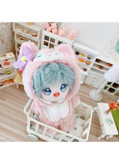 Generic Spot Blue Eyes Small Fox Jumpsuit Set 20cm Suit 20cm Doll Star Cotton Doll Change-Specifications:20cm-Color:Drop Hoodie White  - Image 2