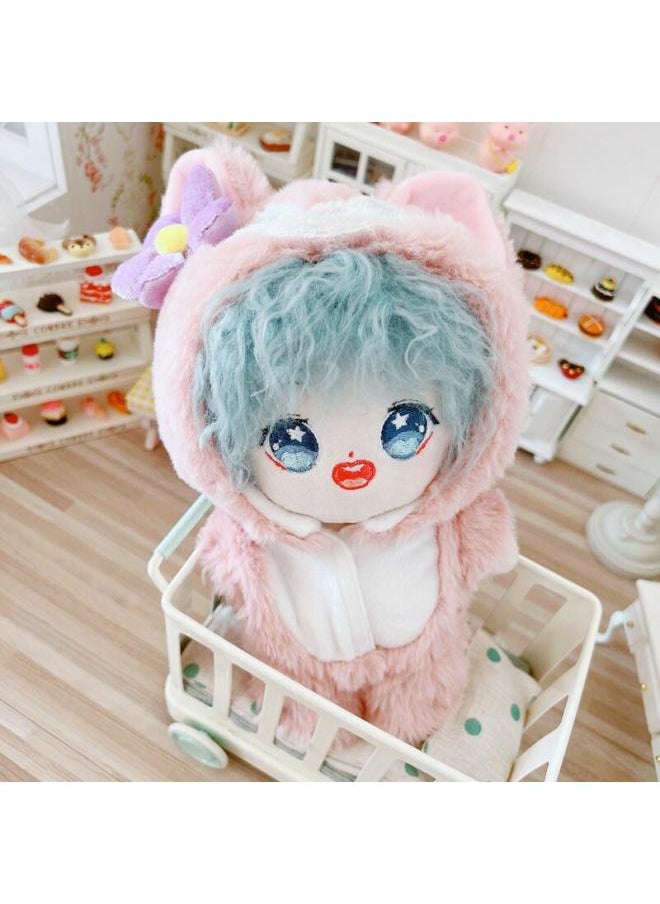 Generic - Spot Blue Eyes Small Fox Jumpsuit Set 20cm Suit 20cm Doll Star Cotton Doll Change-Specifications:20cm-Color:Drop Hoodie White - Image 1