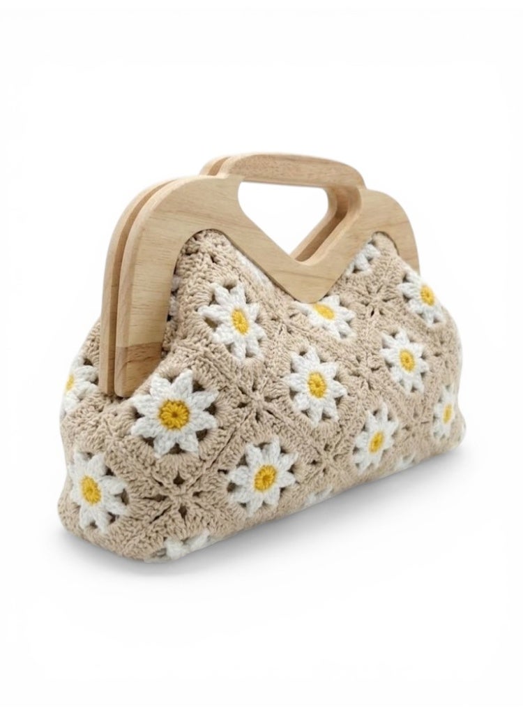 لايف ستيلاش  حقيبة يد خشب ونسيج ZS-14 - بيج - Image 4