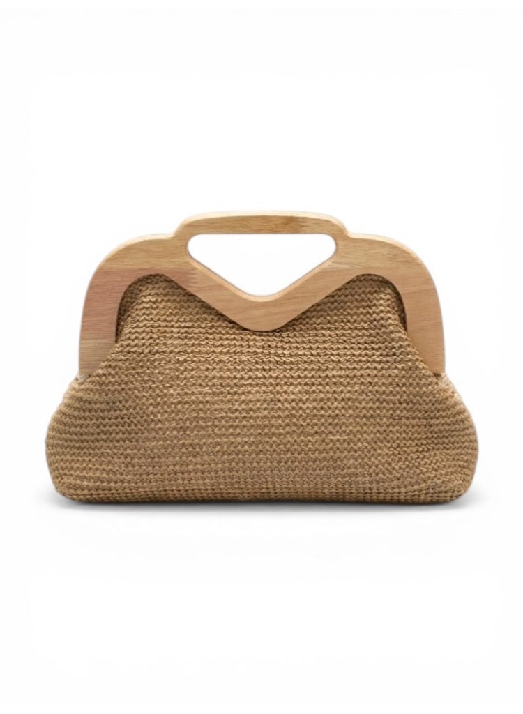 لايف ستيلاش  حقيبة يد خشب ونسيج ZS-14 - بيج - Image 5
