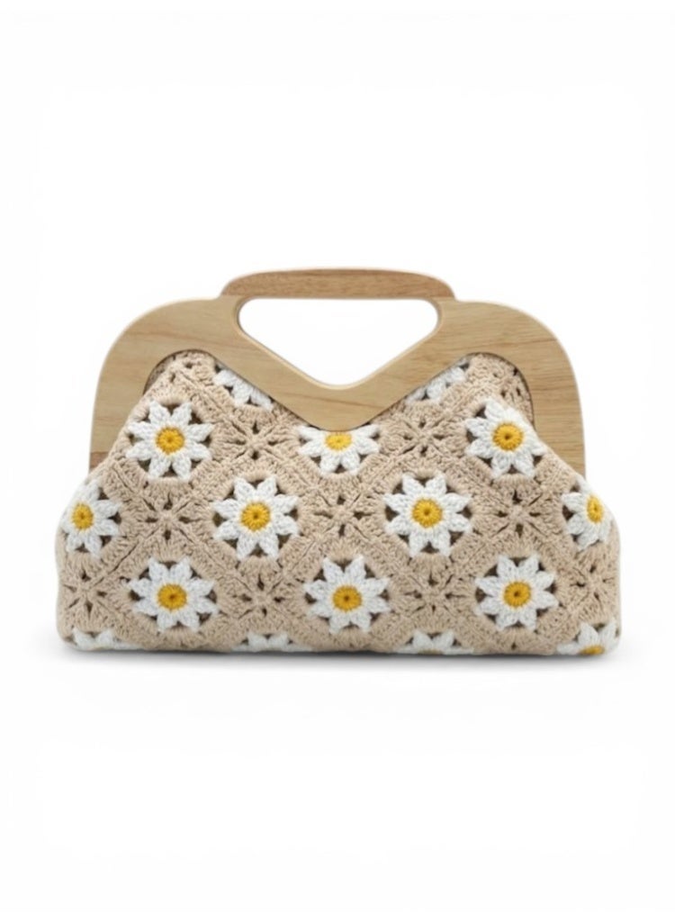 لايف ستيلاش  حقيبة يد خشب ونسيج ZS-14 - بيج - Image 2