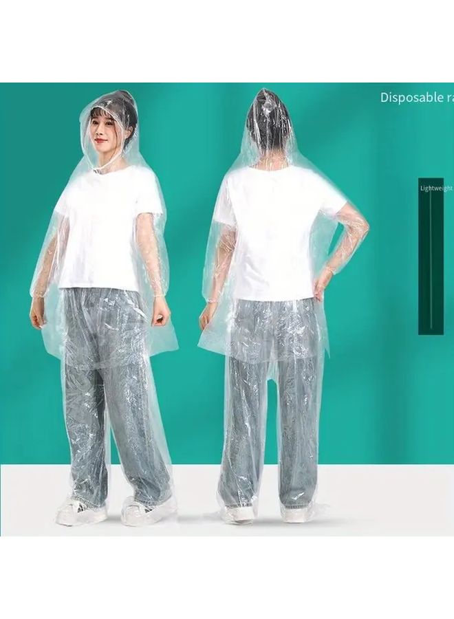 2 Sets Transparent Disposable Raincoat Waterproof Outdoor Camping Hiking - Image 2