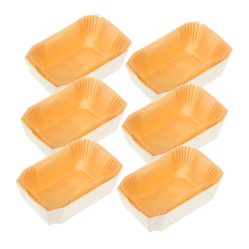 6 Pcs Wood Color Rectangular Baking Pans Nonstick Oven Safe Reusable Bakeware - Image 2