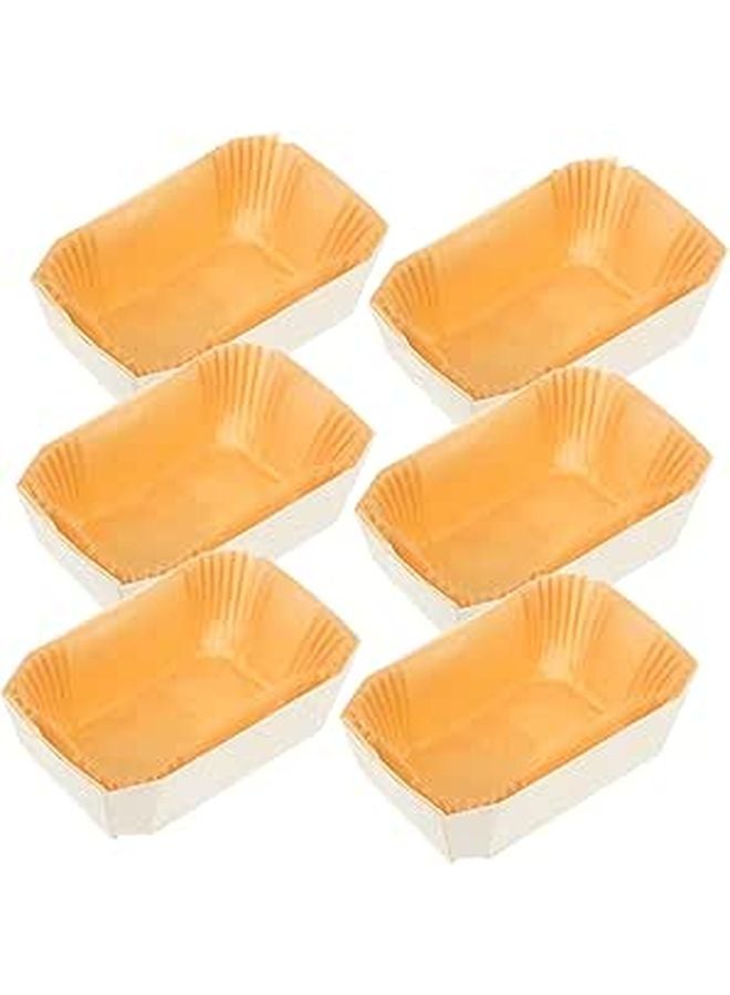 6 Pcs Wood Color Rectangular Baking Pans Nonstick Oven Safe Reusable Bakeware - Image 1