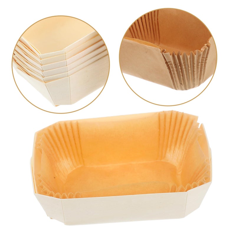 6 Pcs Wood Color Rectangular Baking Pans Nonstick Oven Safe Reusable Bakeware - Image 5