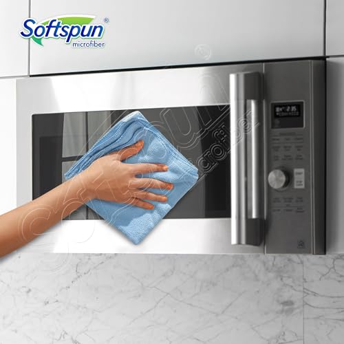SOFTSPUN Microfiber Cleaning Cloths, 5pcs 30x30cms 340GSM Sky Blue! Highly Absorbent, Lint and Streak Free, Multi -Purpose Wash Cloth for Kitchen, Car, Window, Stainless Steel, Silverware. - Image 3
