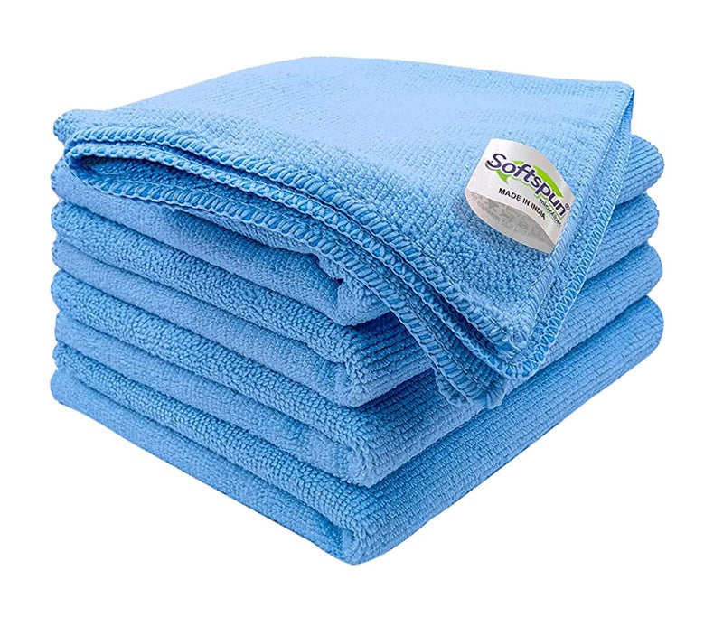 SOFTSPUN Microfiber Cleaning Cloths, 5pcs 30x30cms 340GSM Sky Blue! Highly Absorbent, Lint and Streak Free, Multi -Purpose Wash Cloth for Kitchen, Car, Window, Stainless Steel, Silverware. - Image 1