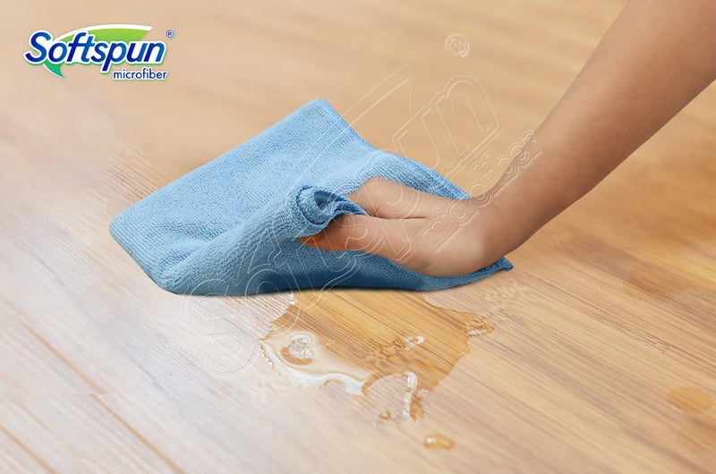 SOFTSPUN Microfiber Cleaning Cloths, 5pcs 30x30cms 340GSM Sky Blue! Highly Absorbent, Lint and Streak Free, Multi -Purpose Wash Cloth for Kitchen, Car, Window, Stainless Steel, Silverware. - Image 5
