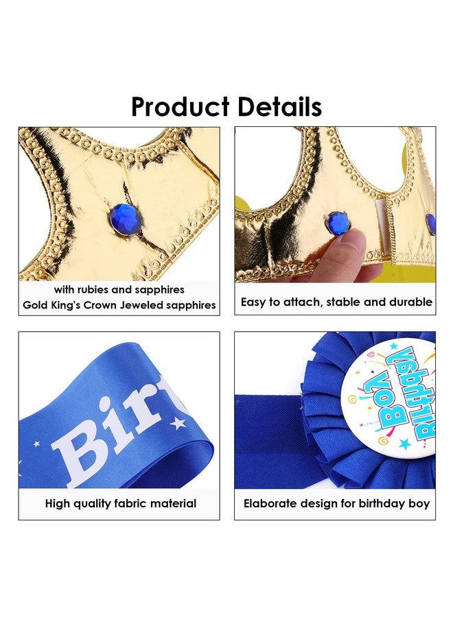 Aster Birthday King Crown Birthday Boy Sash And Button Pins Birthday Boy Party Dressup Set For Boys Birthday Party Decoration - Image 5