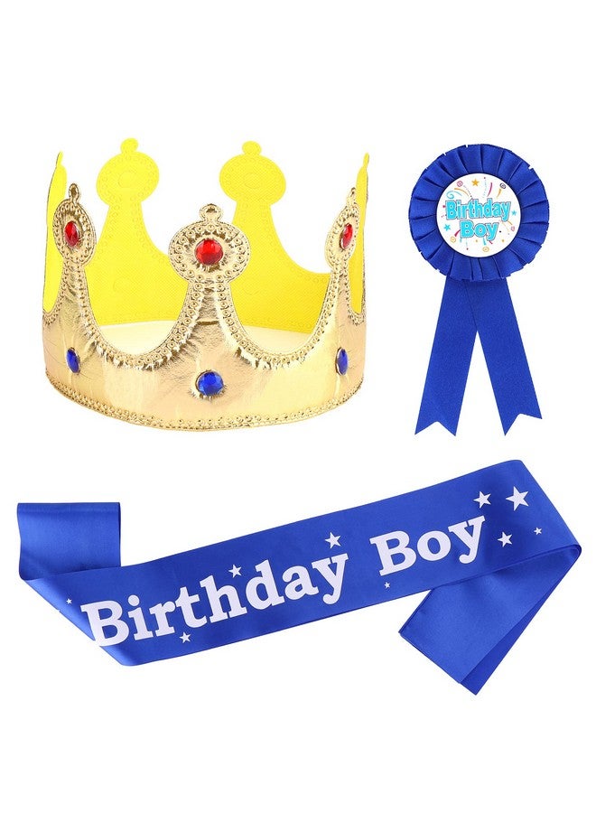 Aster Birthday King Crown Birthday Boy Sash And Button Pins Birthday Boy Party Dressup Set For Boys Birthday Party Decoration - Image 2