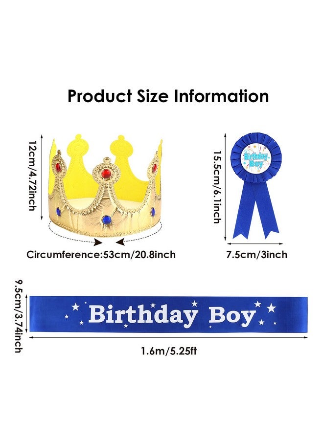 Aster Birthday King Crown Birthday Boy Sash And Button Pins Birthday Boy Party Dressup Set For Boys Birthday Party Decoration - Image 3
