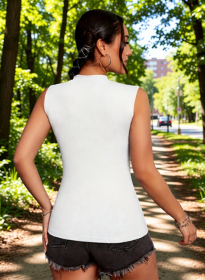 Take Two White Sleeveless Cycling Top - Image 4