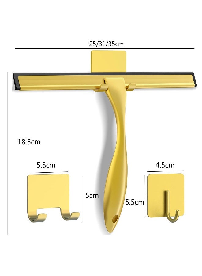 NIBEMINENT All-Purpose Stainless Steel Shower Squeegee for Shower Glass Door with 3 Adhesive Hooks, Bathroom Cleaner Tool Household Window Mirror Squeegee , Cleaning Tile Wall, Car - Image 1