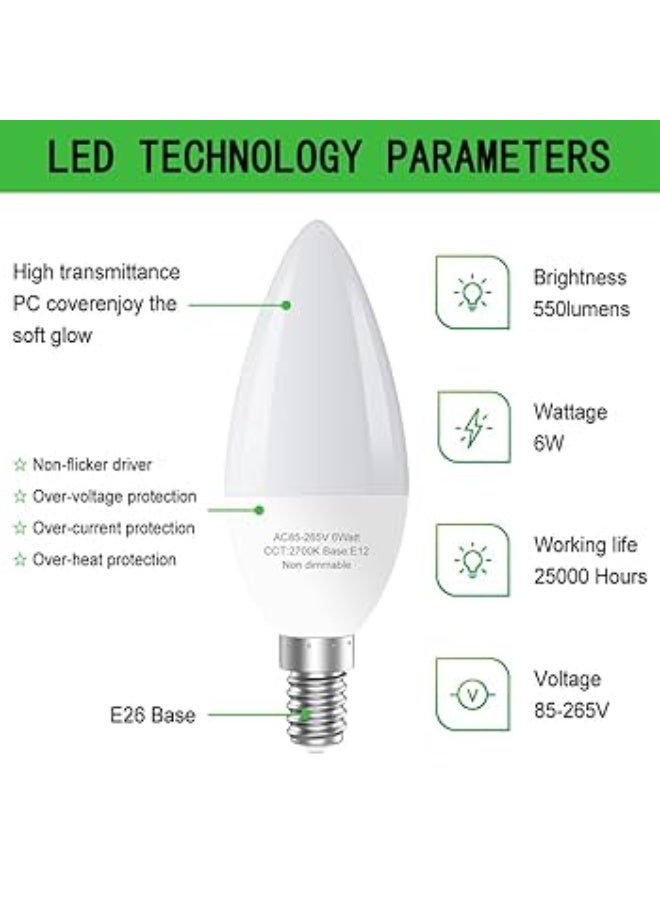 QENOS Energy Saving LED Candle Bulbs, E14 Base, 2 Pack, 6W - Image 3