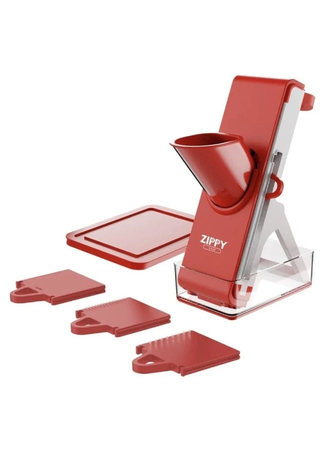 زيبي قطاعة "زيبي سلايسر" (Zippy Slicer) متعددة الوظائف: تقطيع شرائح، وتقطيع طولي (جوليان)، وفرم، وتقطيع مكعبات للخضروات. - Image 1