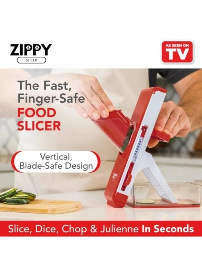 زيبي قطاعة "زيبي سلايسر" (Zippy Slicer) متعددة الوظائف: تقطيع شرائح، وتقطيع طولي (جوليان)، وفرم، وتقطيع مكعبات للخضروات. - Image 4