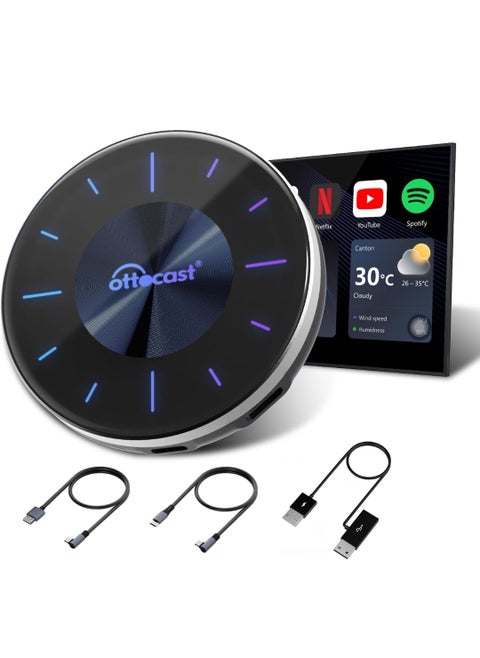 OTTOCAST Ai Box P3 2024 Android 12 CarPlay AI Box, Wireless CarPlay & Android Auto Adapter, 8GB+128GB, HDMI Output, GPS, Video Viewing YouTube, Netflix, Tiktok,