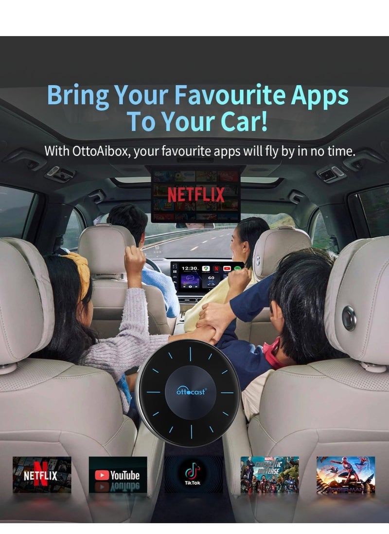 OTTOCAST Ai Box P3 2024 Android 12 CarPlay AI Box, Wireless CarPlay & Android Auto Adapter, 8GB+128GB, HDMI Output, GPS, Video Viewing YouTube, Netflix, Tiktok,