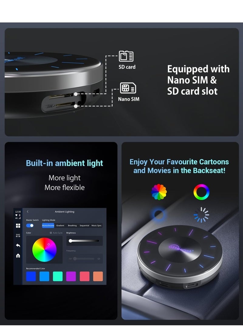 OTTOCAST Ai Box P3 2024 Android 12 CarPlay AI Box, Wireless CarPlay & Android Auto Adapter, 8GB+128GB, HDMI Output, GPS, Video Viewing YouTube, Netflix, Tiktok,