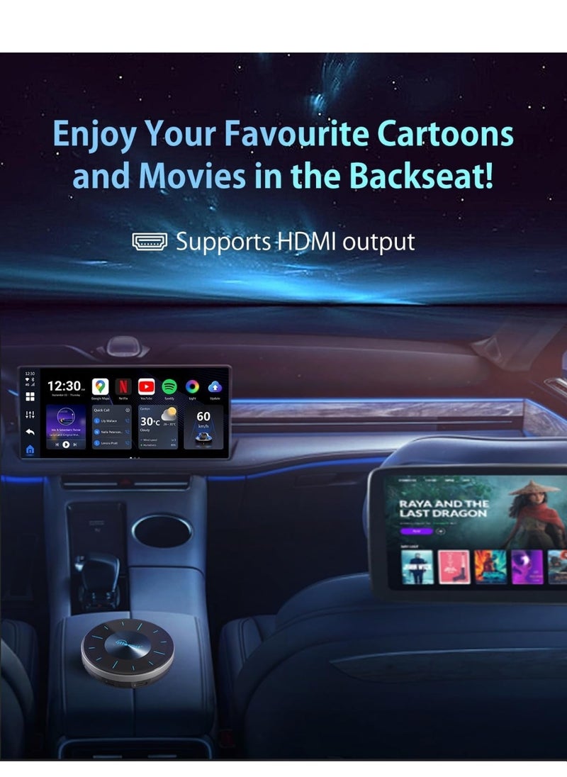 OTTOCAST Ai Box P3 2024 Android 12 CarPlay AI Box, Wireless CarPlay & Android Auto Adapter, 8GB+128GB, HDMI Output, GPS, Video Viewing YouTube, Netflix, Tiktok,
