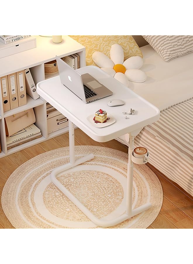 erorex Folding Table Small Mobile Desk Portable Rolling Small Comfortable Folding Table With Tilt Angle Adjustments，Magnetic Desktop Able To Magnetic Ipad Mobile Phone Etc White  - Image 1
