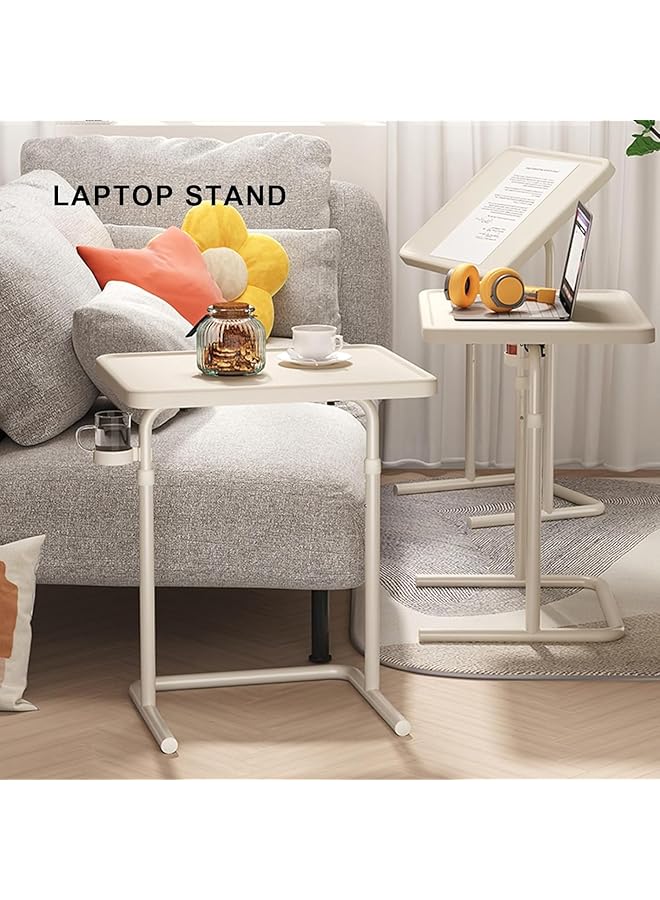 erorex Folding Table Small Mobile Desk Portable Rolling Small Comfortable Folding Table With Tilt Angle Adjustments，Magnetic Desktop Able To Magnetic Ipad Mobile Phone Etc White  - Image 3
