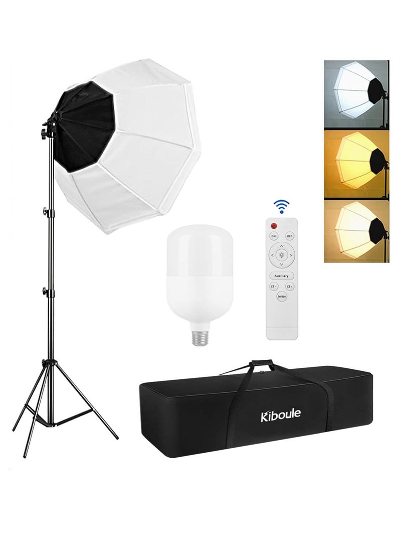 Kiboule - Photography Softbox Lighting Kit with 200W 3 Colors LED Bulb, Umbrellas Softbox and Carry Bag for Portrait Product Shooting - Image 1