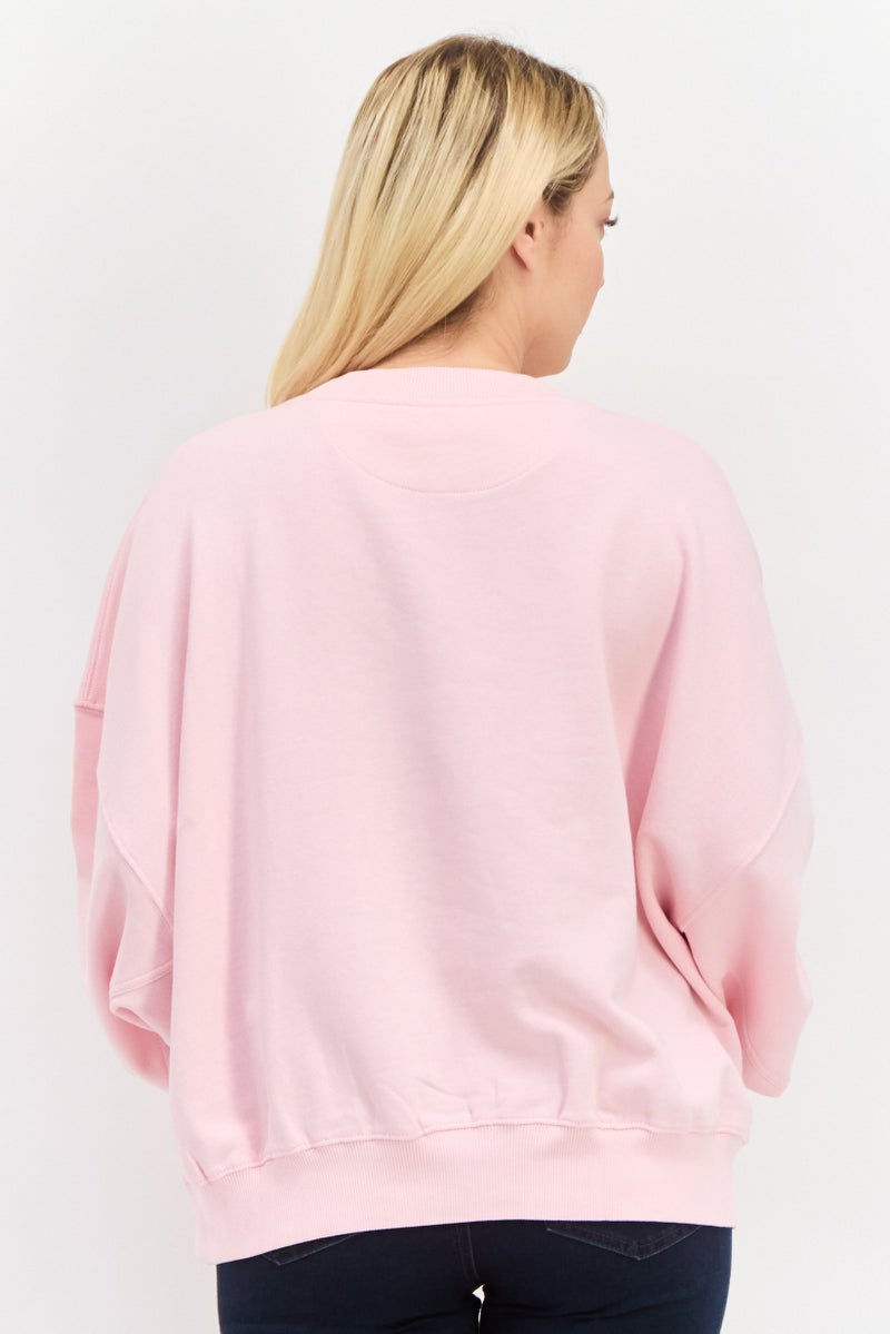 Wrangler Women Crew Neck Embroidered Logo Sweatshirt, pink - Image 3