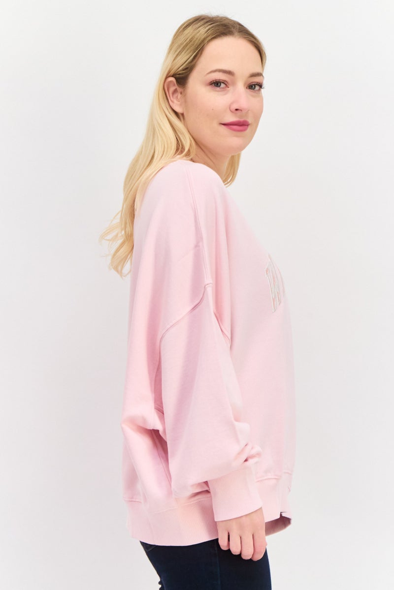 Wrangler Women Crew Neck Embroidered Logo Sweatshirt, pink - Image 2